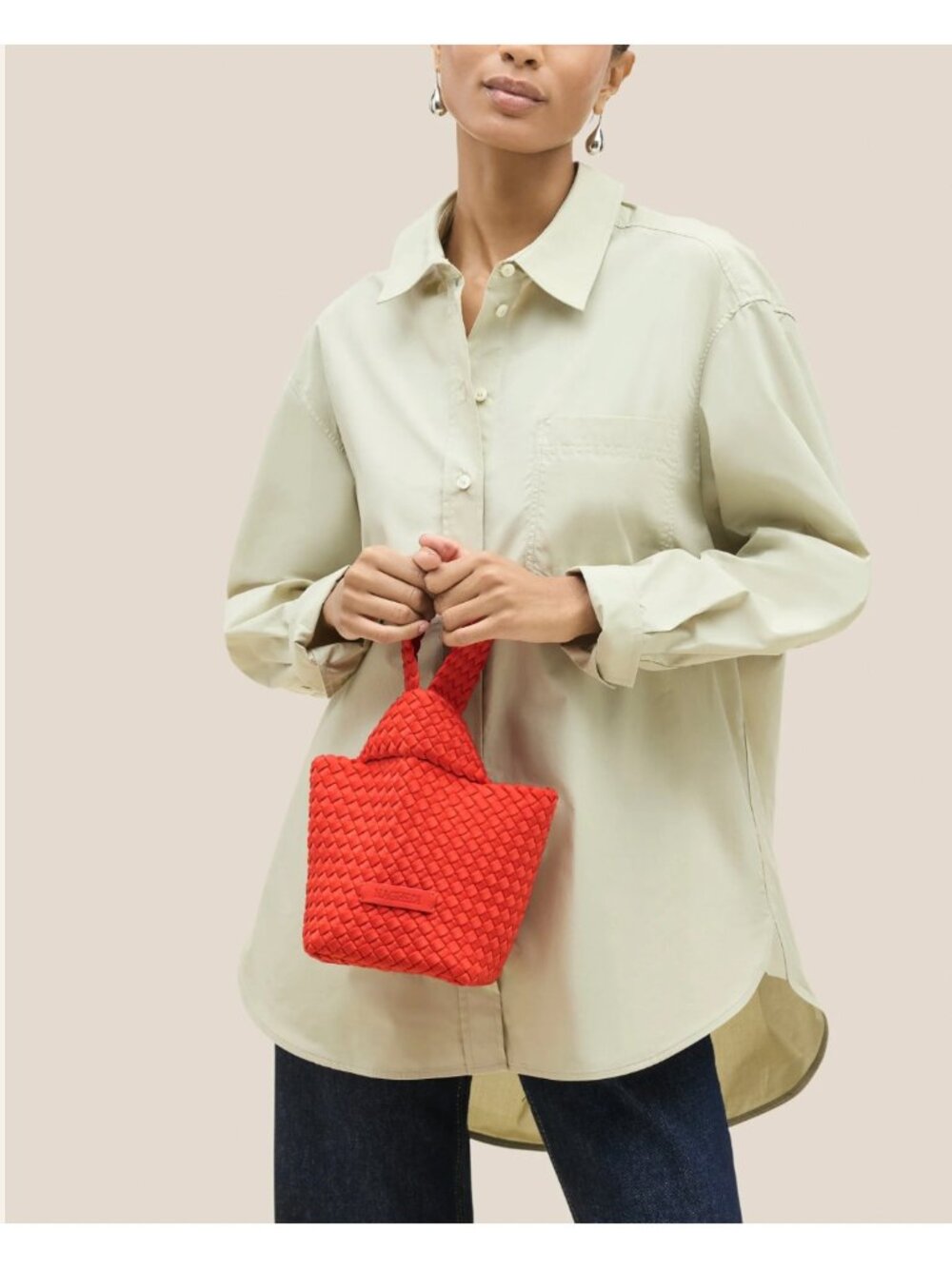 Naghedi Kyoto Clutch Orange Woven Neoprene Handbag